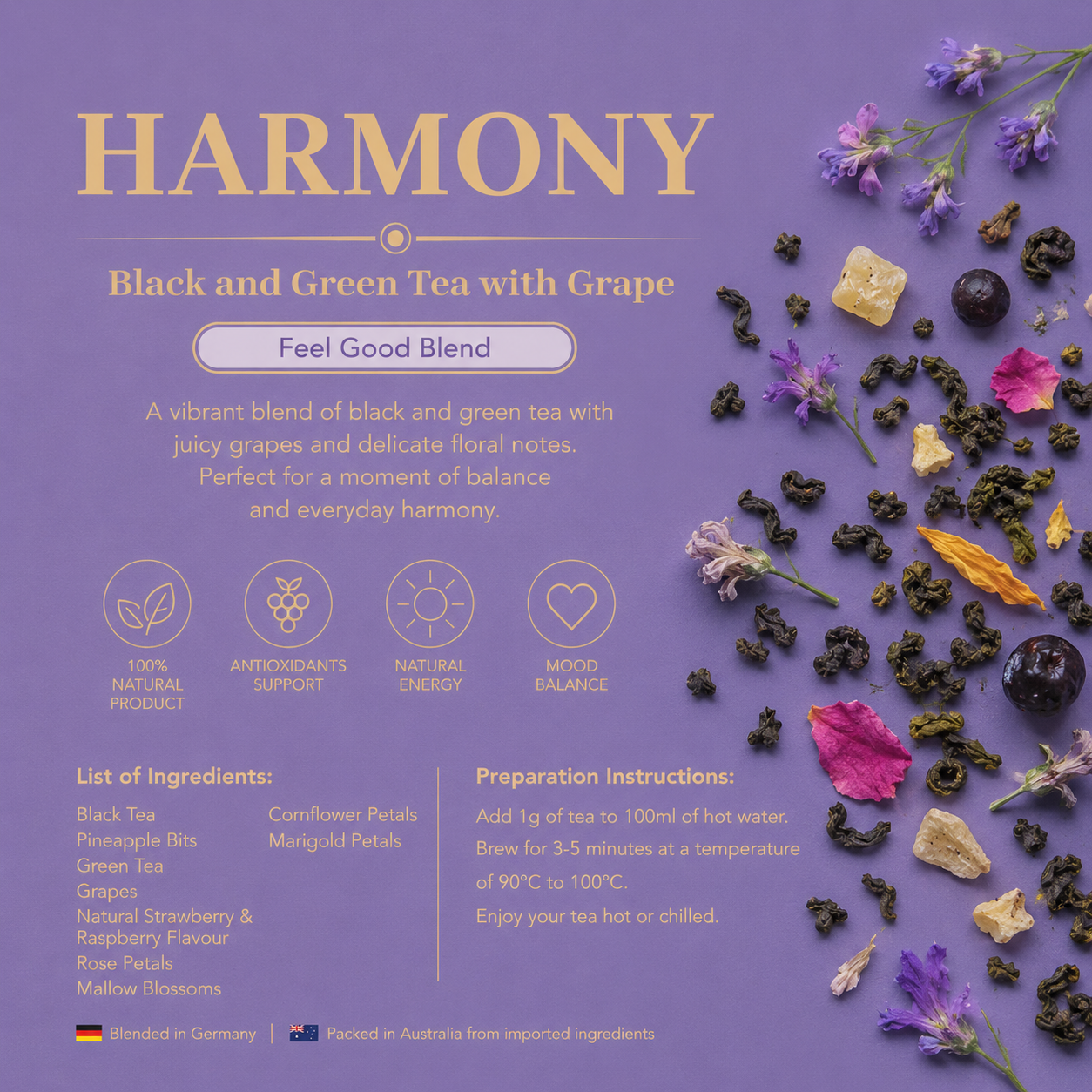 Harmony – Grape Black & Green Loose Leaf Tea