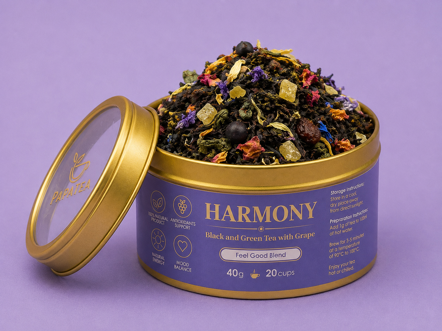 Harmony – Grape Black & Green Loose Leaf Tea