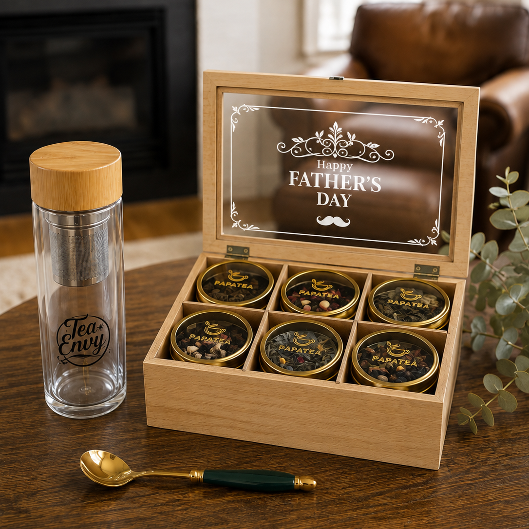 Father’s Day Tea Gift Set – Choose 6 Loose Leaf Teas + Infuser Bottle & Tea Spoon