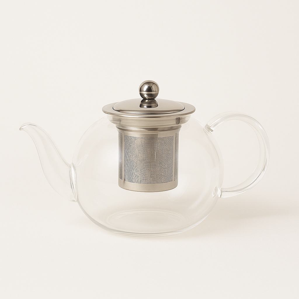 Heat-Resistant Glass Teapot with Stainless Steel Infuser – 800ml | Borosilicate Glass | Modern Design | PapaTea | Australia-Wide Shipping