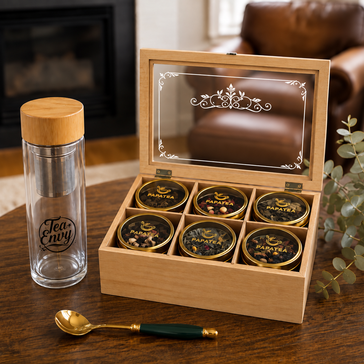 Tea Gift Set – Choose 6 Loose Leaf Teas + Infuser Bottle & Tea Spoon